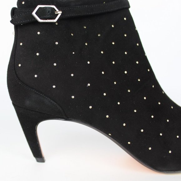 NEW TED BAKER Studded Pointed Toe Heeled Ankle Booties, US 9 / EU 39.5, Black
